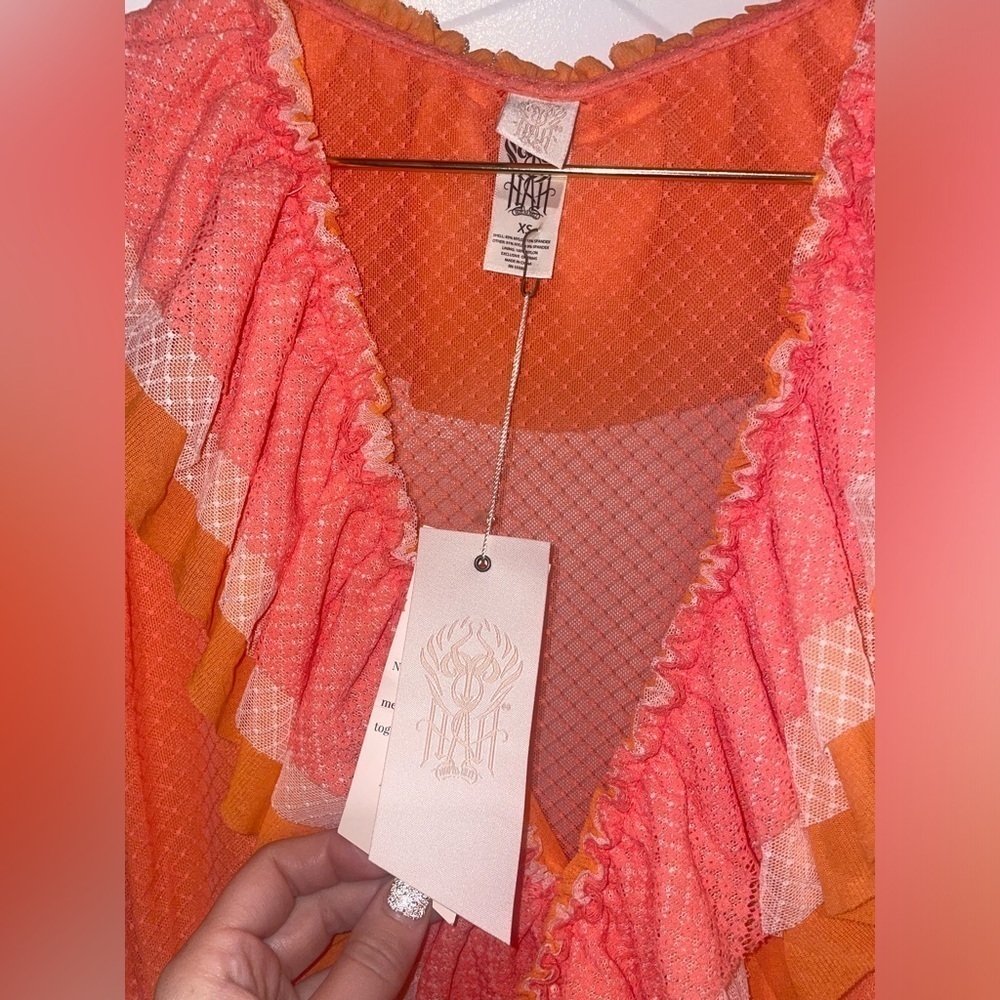 New! We Are HAH “Mags About You” RARE Color Ruffle Lace Dress 🍑 XS NWT! - Picture 13 of 15